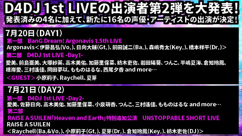 多媒体企划《D4DJ》1st LIVE 公布第二弹出演者 资讯